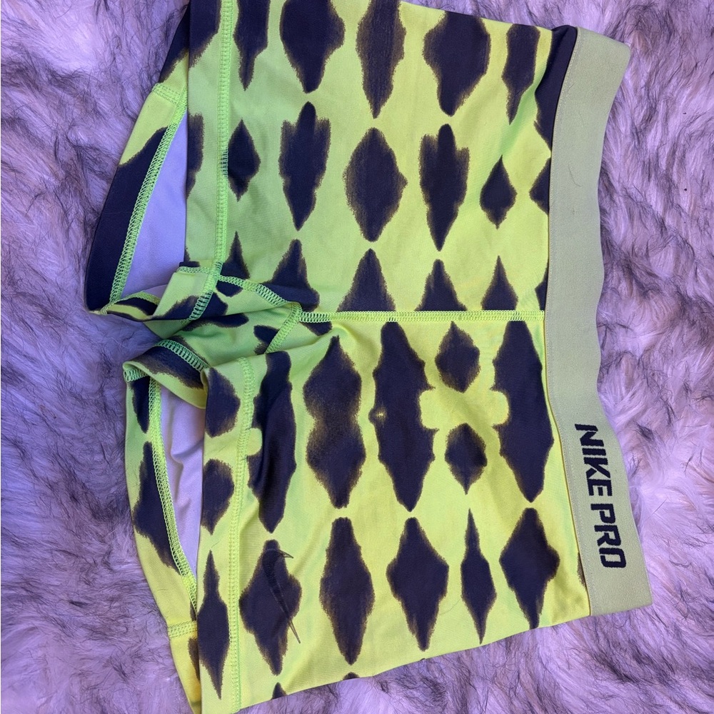 Nike Pro Lime Green and Black Athletic Shorts